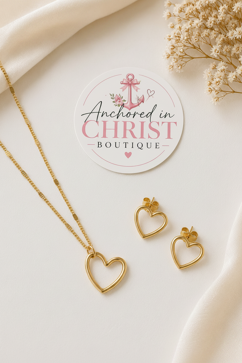 Open Heart Jewelry Set 🤍