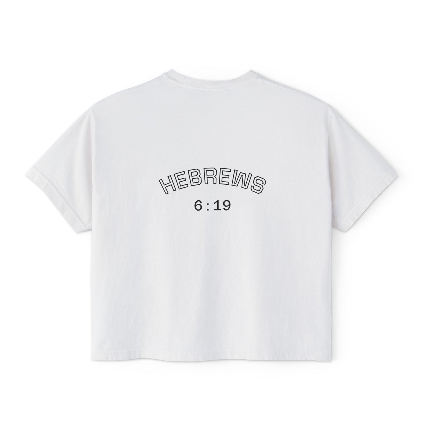 Women's Boxy Tee — 'Woman Anointed & Chosen' Floral Lion Christian Tee (Hebrews 6:19)