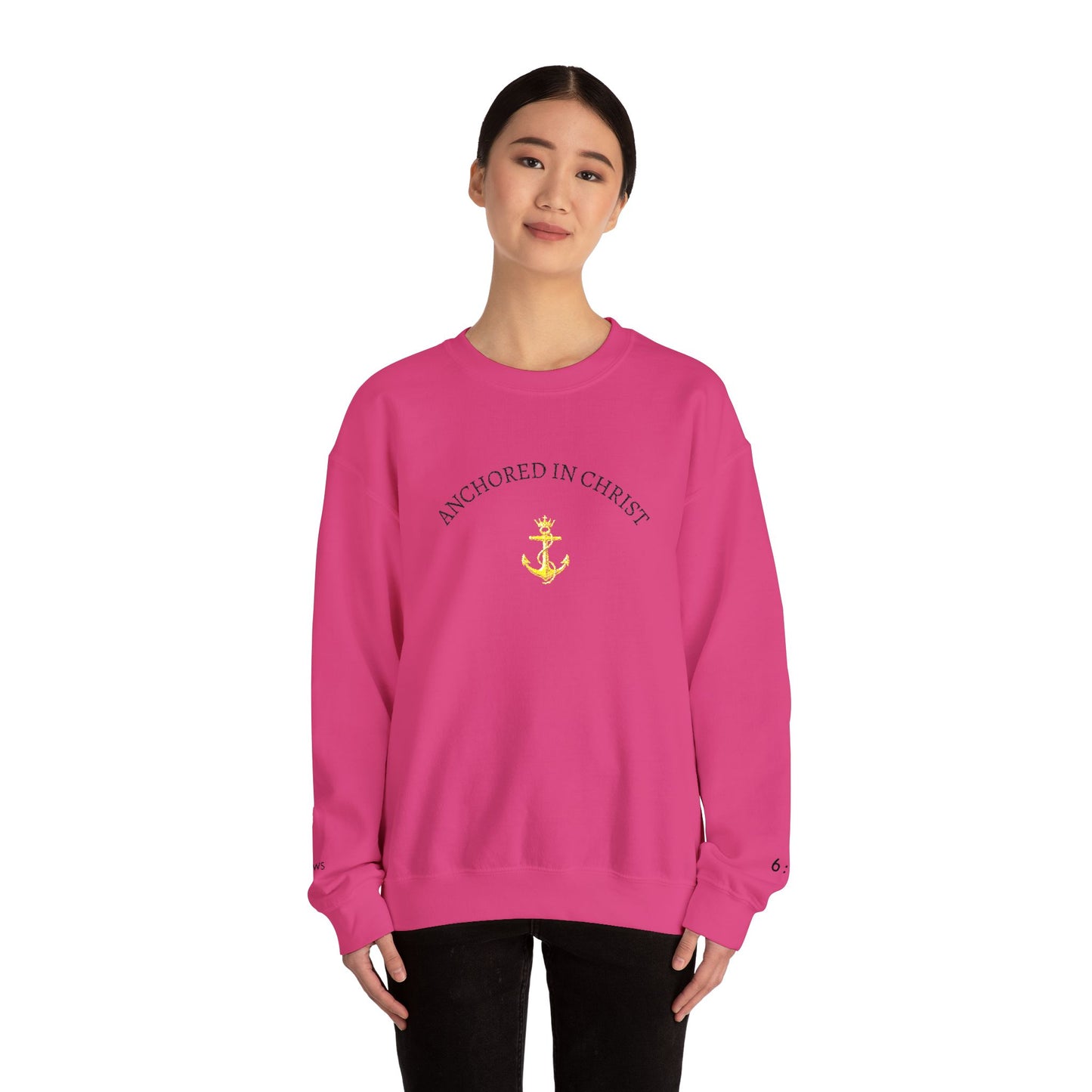 Anchored in Christ Crewneck Sweatshirt — Christian Anchor Faith Pullover