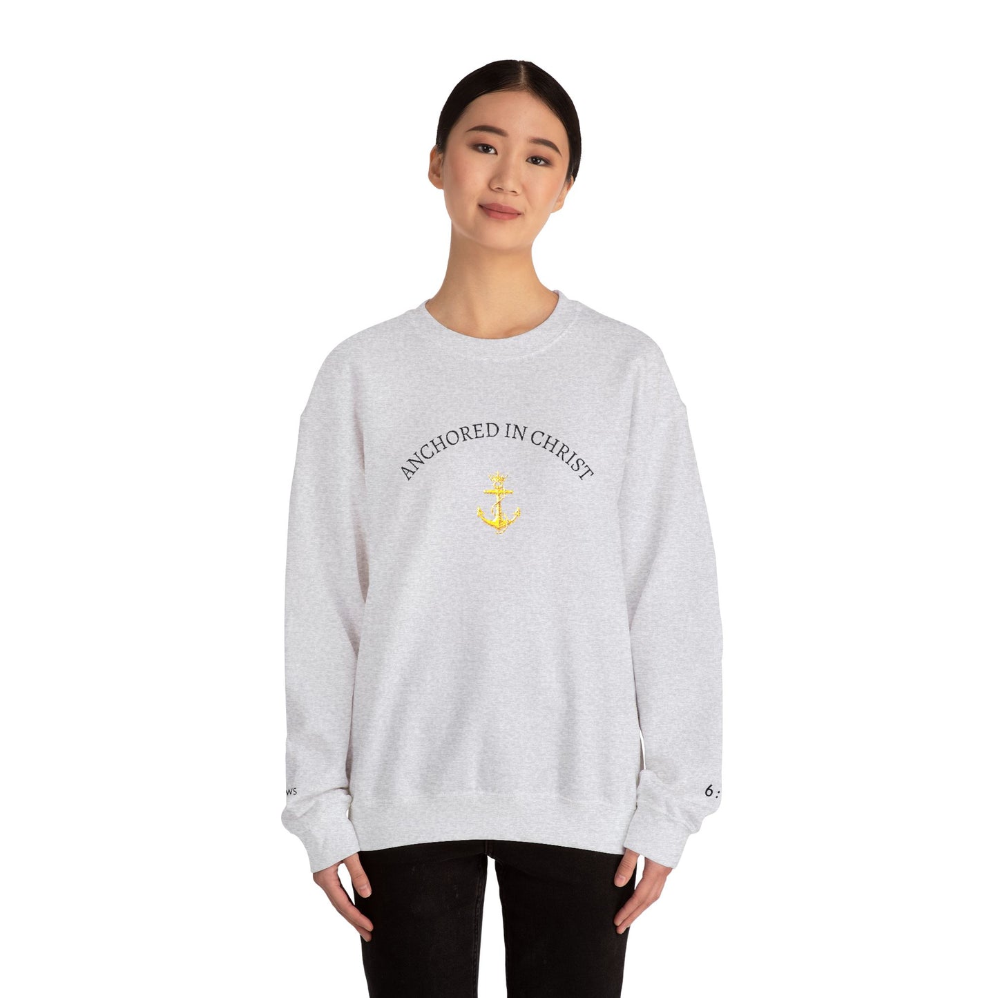 Anchored in Christ Crewneck Sweatshirt — Christian Anchor Faith Pullover