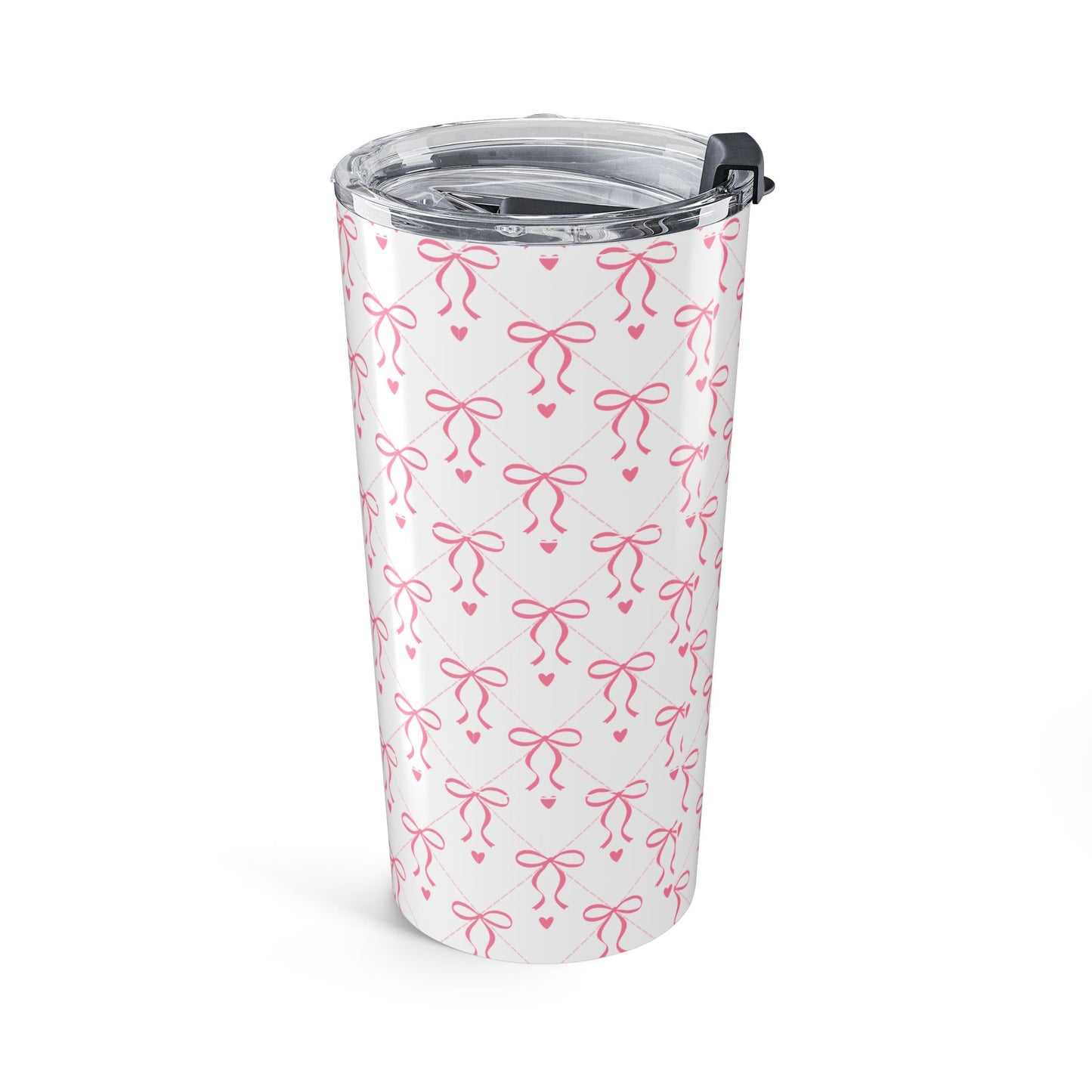 20oz Pink Bow Pattern Tumbler — Insulated Travel Cup for Women & Gifts