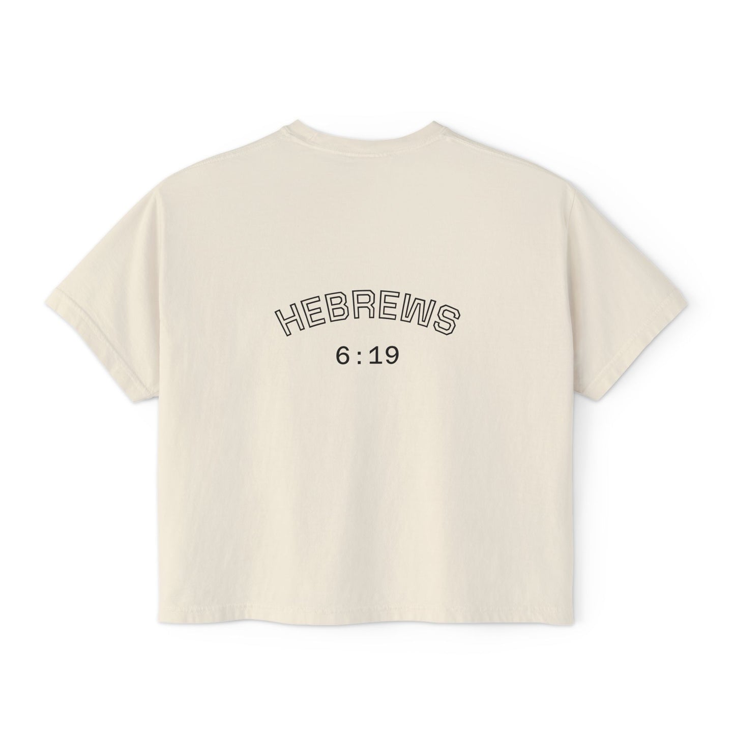 Women's Boxy Tee — 'Woman Anointed & Chosen' Floral Lion Christian Tee (Hebrews 6:19)