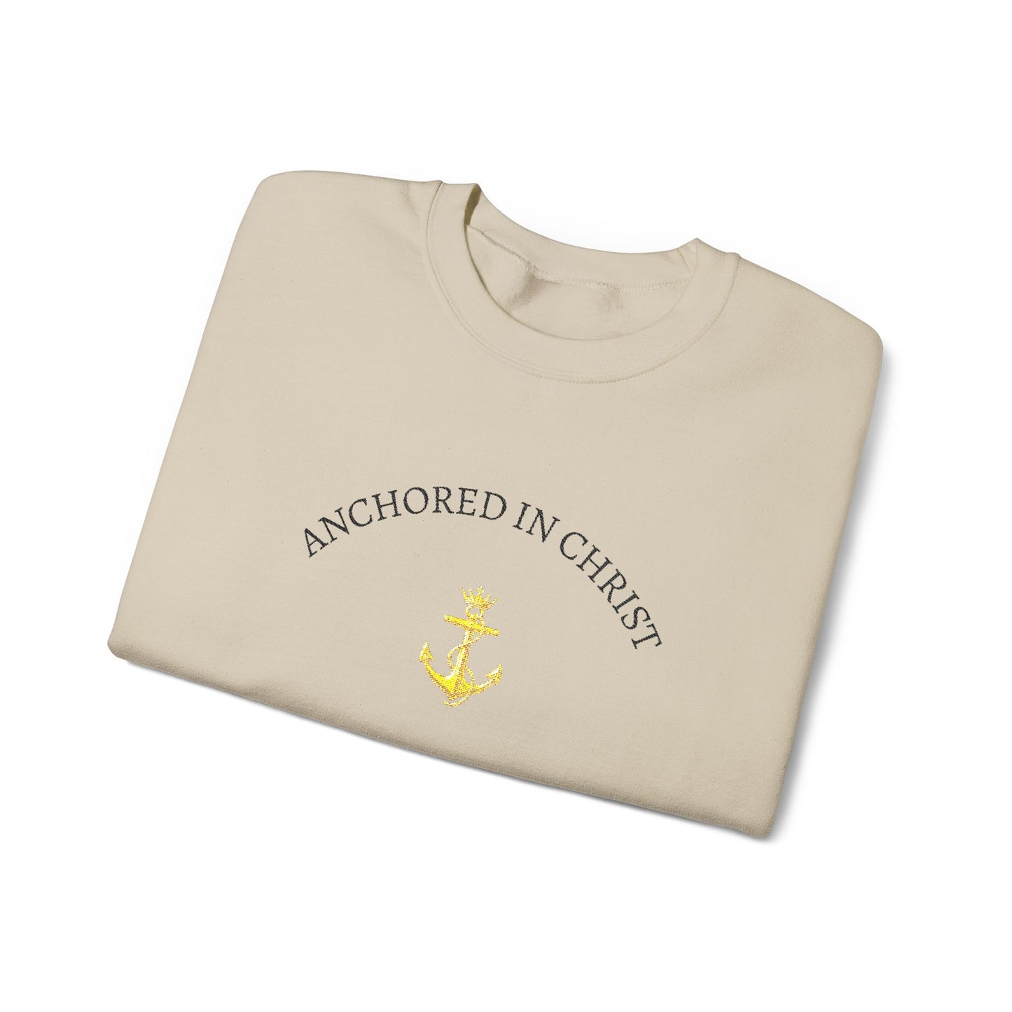 Anchored in Christ Crewneck Sweatshirt — Christian Anchor Faith Pullover