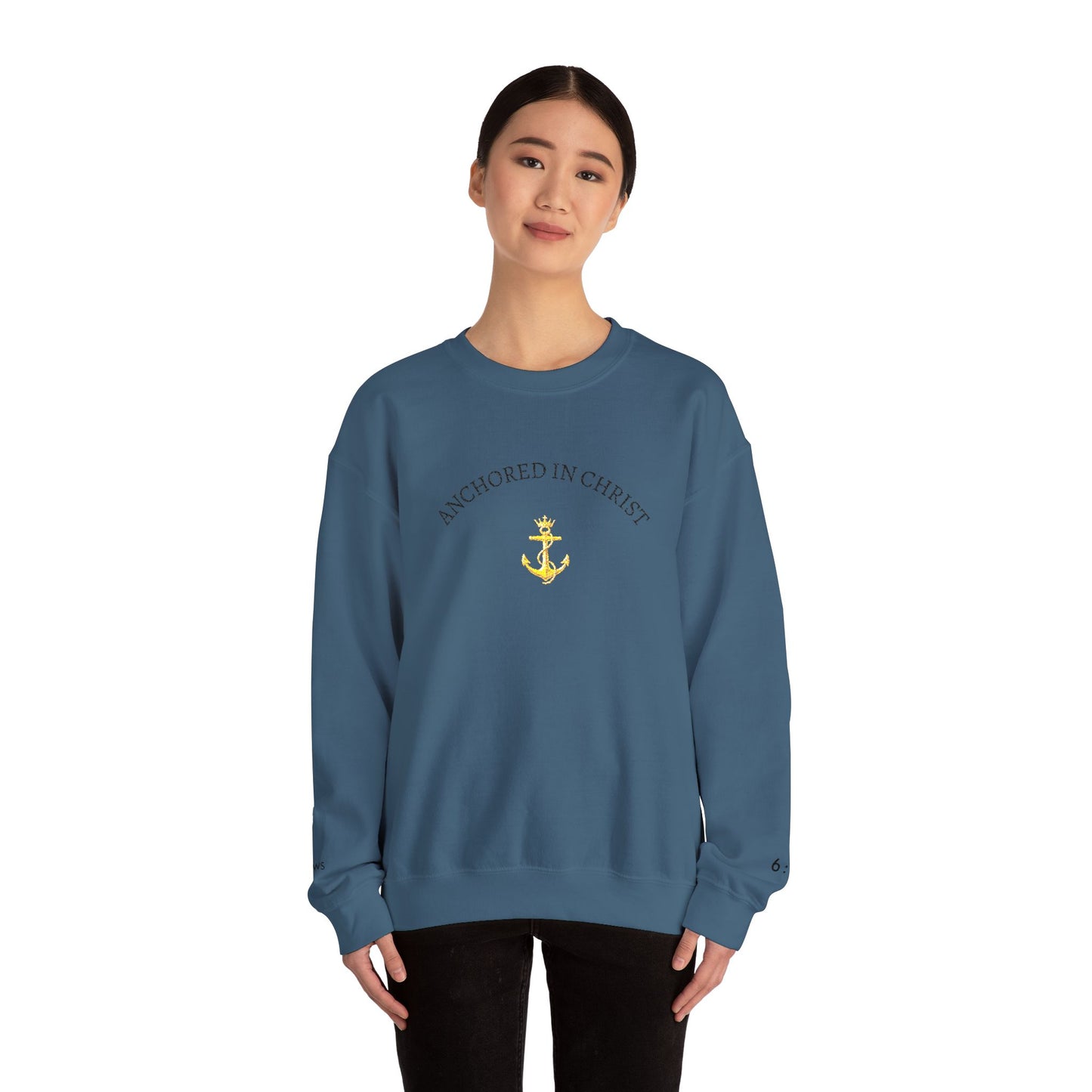 Anchored in Christ Crewneck Sweatshirt — Christian Anchor Faith Pullover