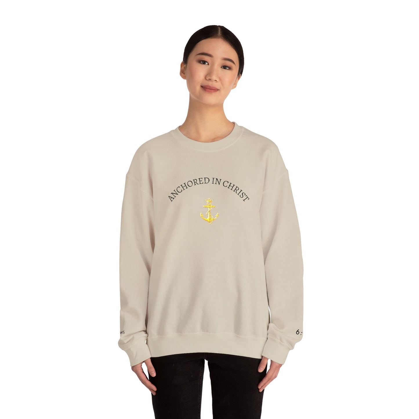 Anchored in Christ Crewneck Sweatshirt — Christian Anchor Faith Pullover