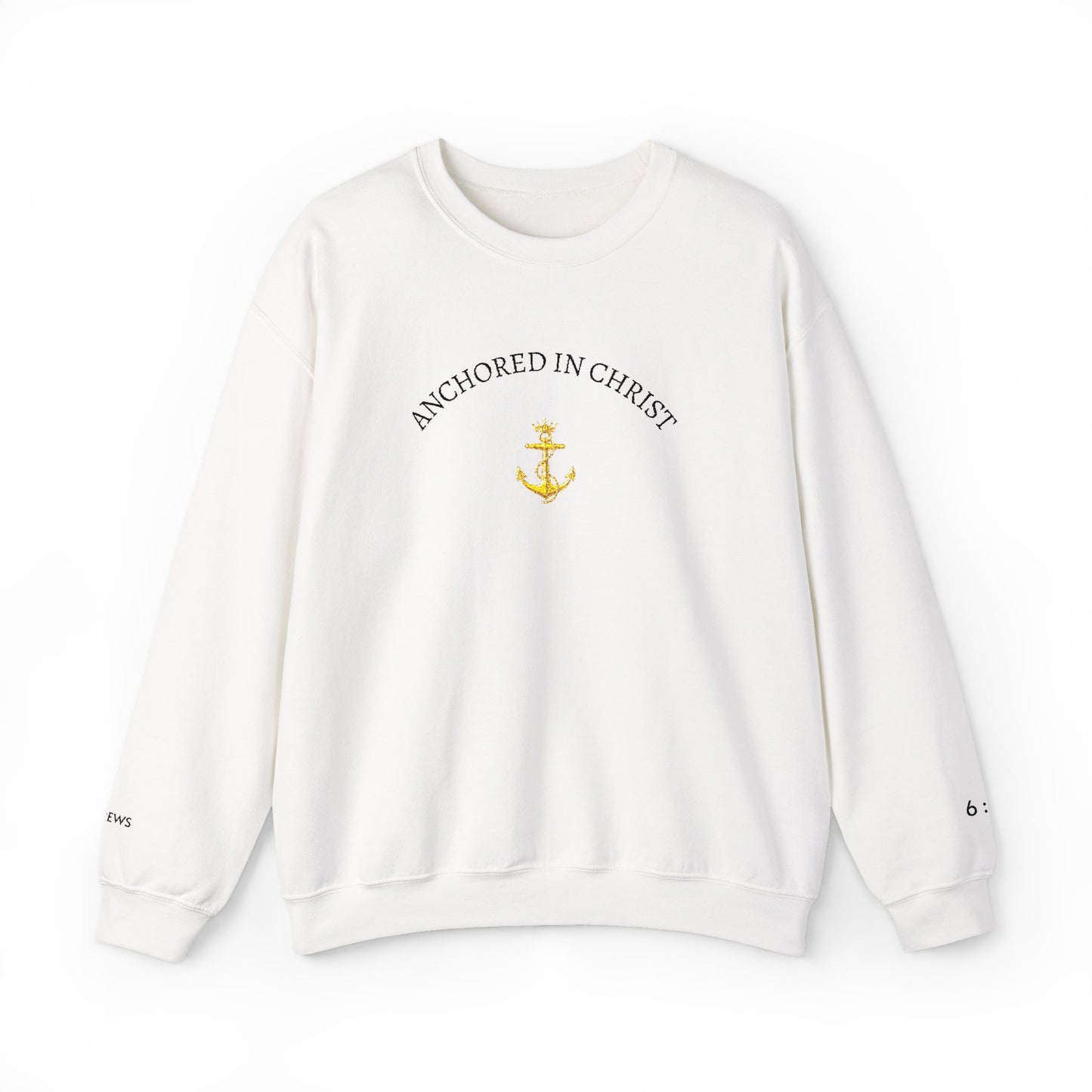 Anchored in Christ Crewneck Sweatshirt — Christian Anchor Faith Pullover