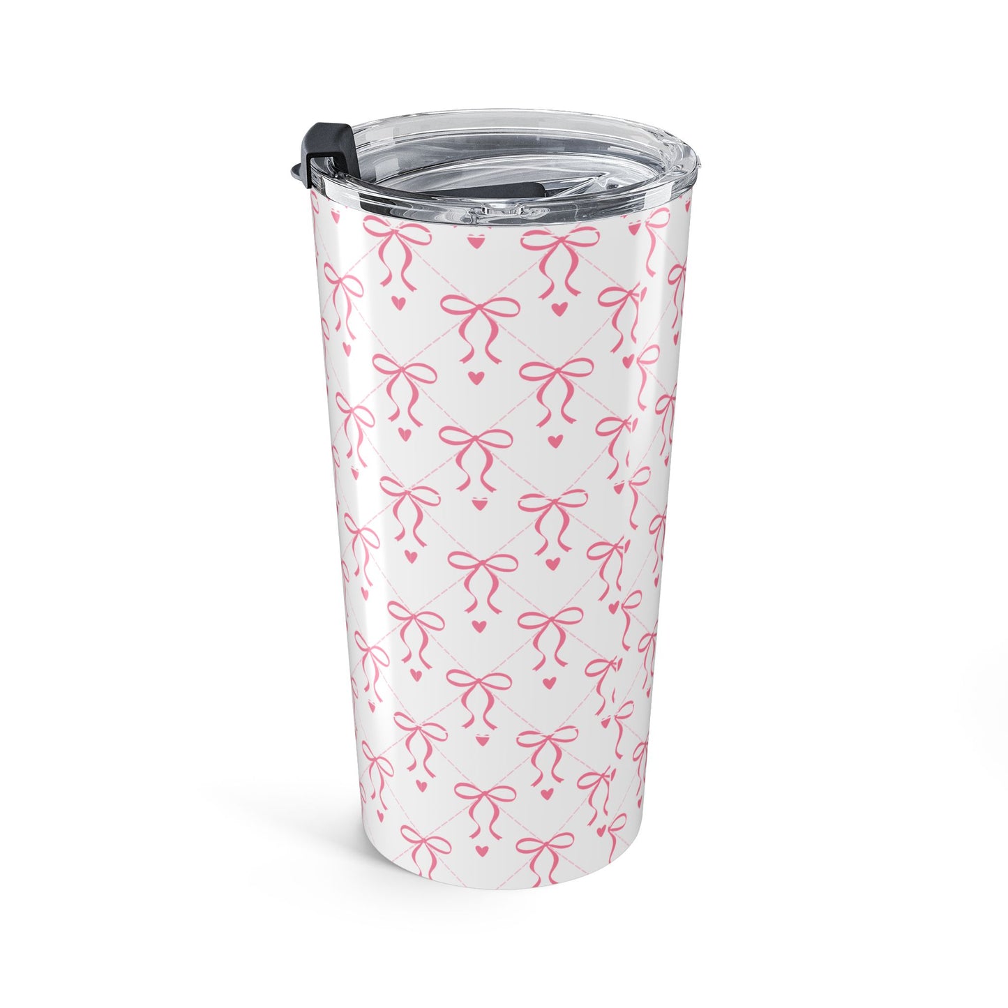 20oz Pink Bow Pattern Tumbler — Insulated Travel Cup for Women & Gifts