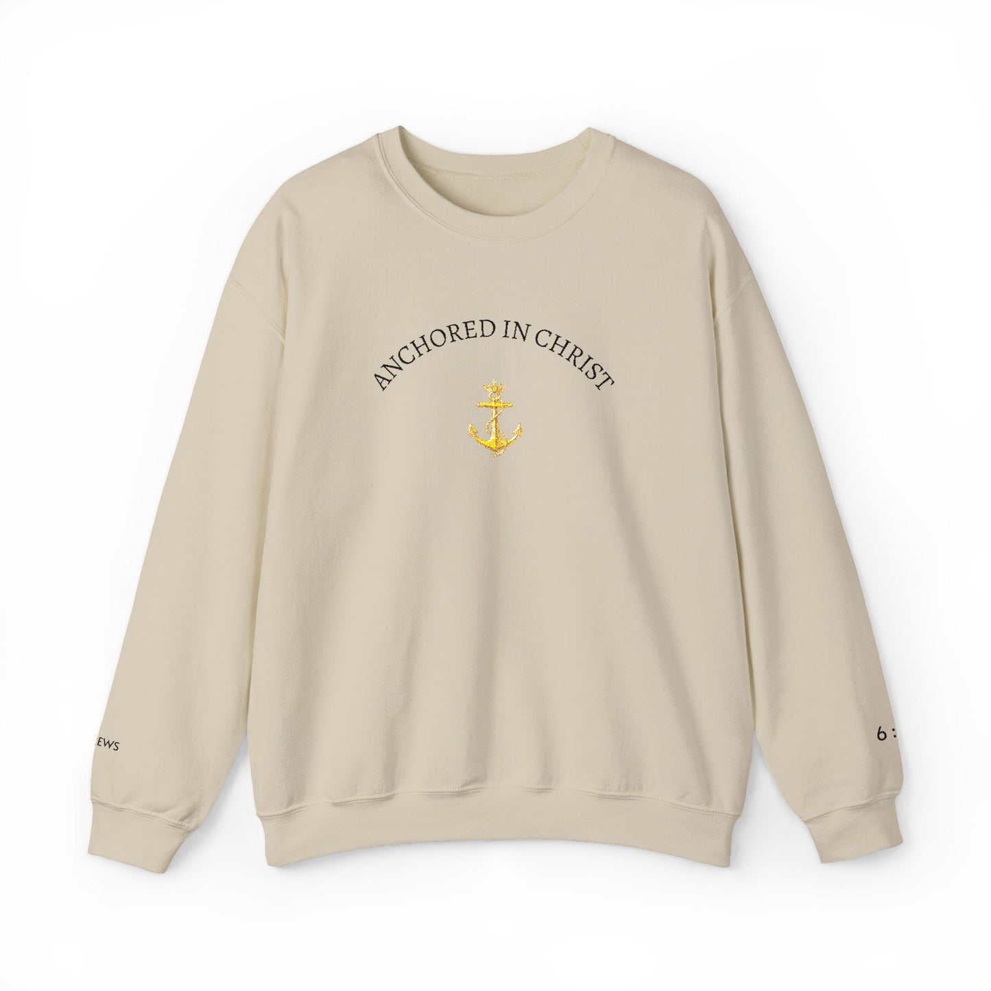 Anchored in Christ Crewneck Sweatshirt — Christian Anchor Faith Pullover