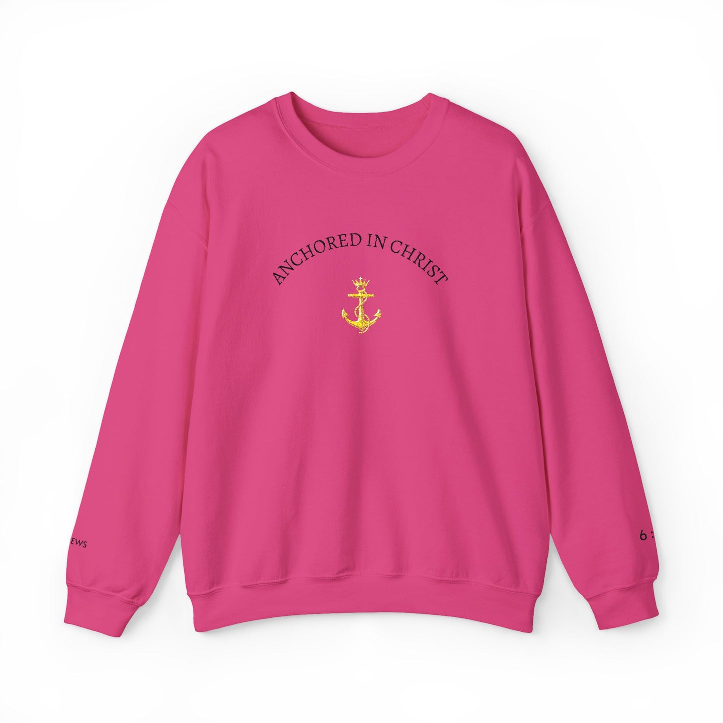 Anchored in Christ Crewneck Sweatshirt — Christian Anchor Faith Pullover