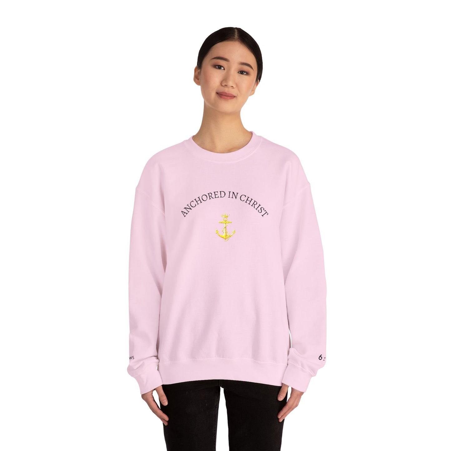Anchored in Christ Crewneck Sweatshirt — Christian Anchor Faith Pullover