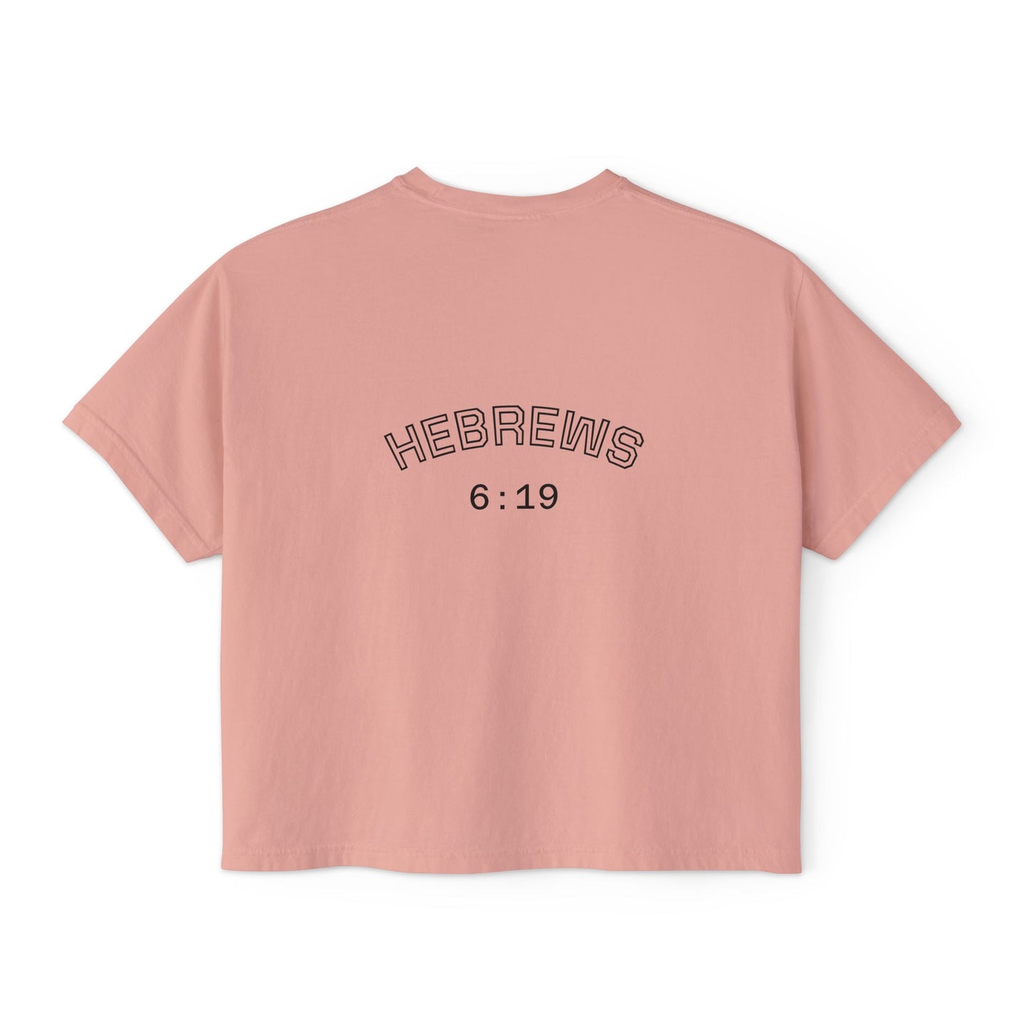 Women's Boxy Tee — 'Woman Anointed & Chosen' Floral Lion Christian Tee (Hebrews 6:19)