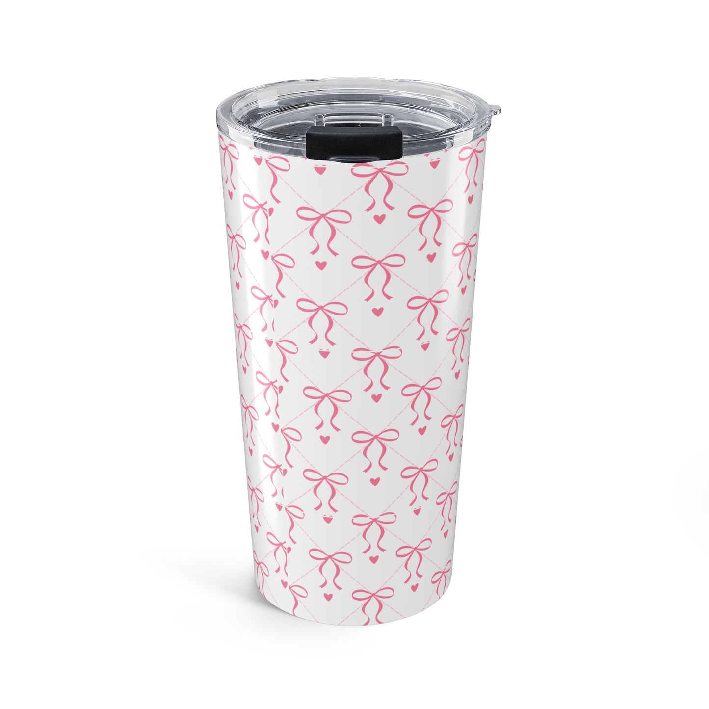 20oz Pink Bow Pattern Tumbler — Insulated Travel Cup for Women & Gifts