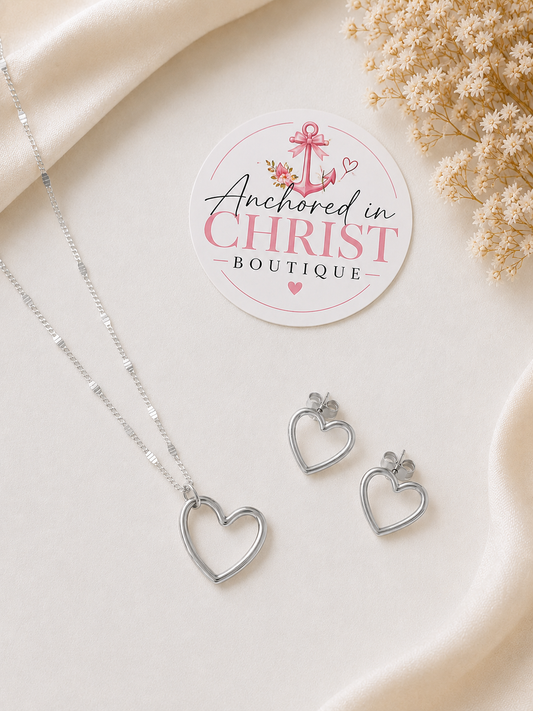 Open Heart Jewelry Set 🤍
